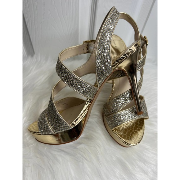 Marc Fisher High Heels Gold Sparkle Size 9 - Picture 3 of 5
